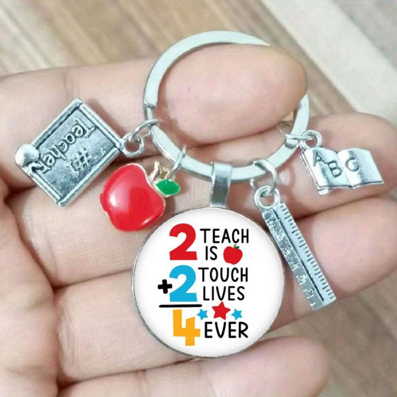 Red Apple & Yellow Heart Gem Keychain - Perfect Teacher s Day Gift