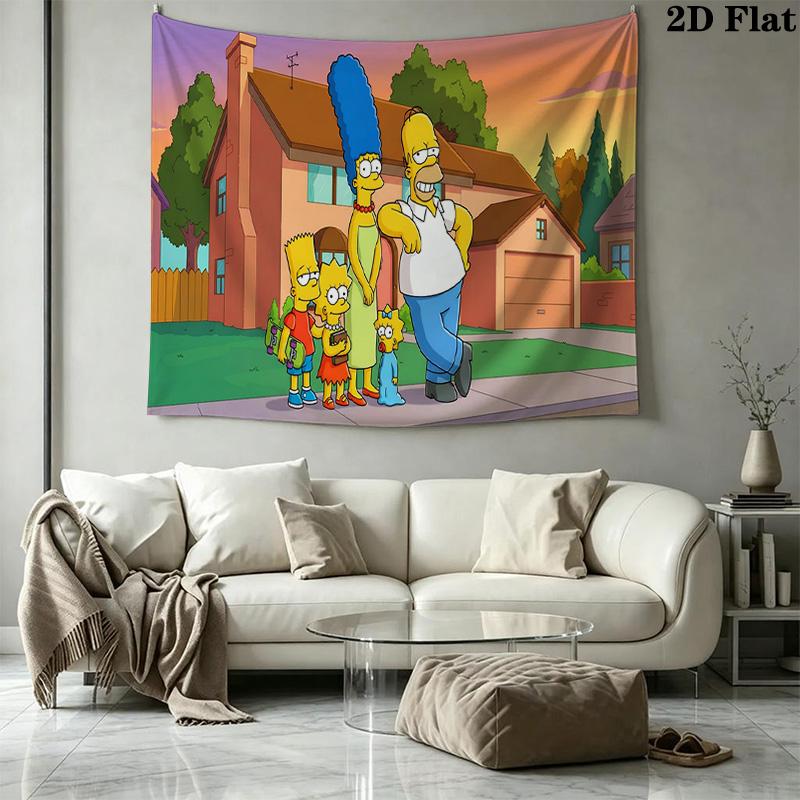 Cartoon The Simpsons Wall Tapestry Aesthetic Wall Hanging Printed Fabric Blanket Decorative Tapestries for Bedroom Living Room Home Decor