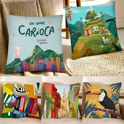 Vintage Landscape Colombia Pillow Case Fashion Square Pillowcase Bedroom Sofa Room Ins Decoration Leisure