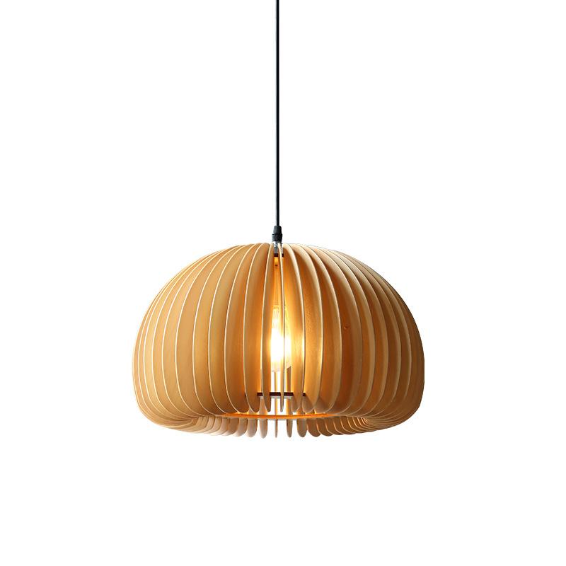 Japanese Style Vintage Pumpkin Pendant Lights Bedroom Bedside Hanging Wood Lamp Modern Dining Room Home Decor Lighting Fixtures