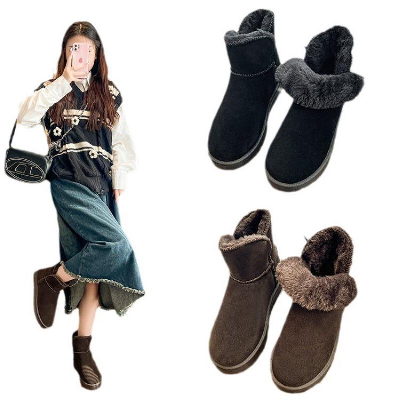 Large Size Snow Boots Women's Winter New Piled Thickened Cotton Boots Women's Warm Short Tube Bread Cotton Shoes