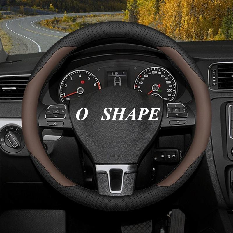 38cm Car Steering Wheel Cover Carbon Fiber Leather For 2017- Volkswagen Tiguan MK2 Passat B6 Arteon Touran Tiguan ID4 Etc