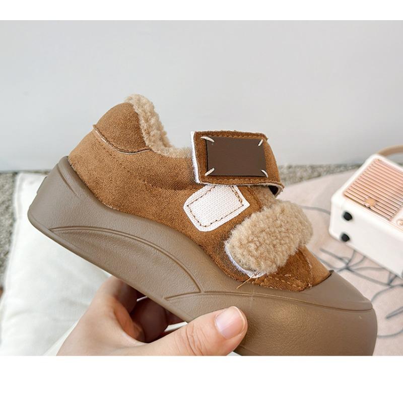 Winter new style children's shoes, Korean-style lamb wool girls' cotton shoes, fleece-lined warm closed-toe anti-kick furry shoes