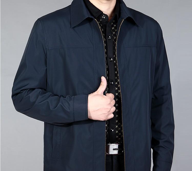 Middle-aged and Elderly Jacket Men's Fattened Plus Size Thin Lapel Business Casual Jacket Dad Spring and Autumn Coat