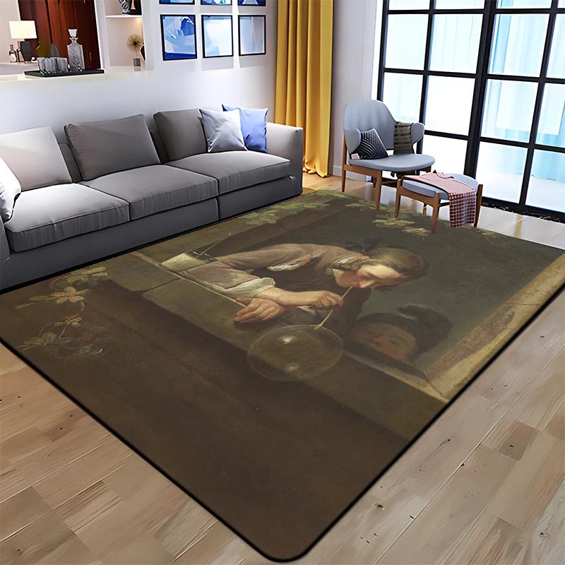 Starry Sky Carpet Van Gogh Art Painting Bathroom Rugs Non-slip Bedroom Mats Welcome Mat Floor Decorative Carpet for Living Room