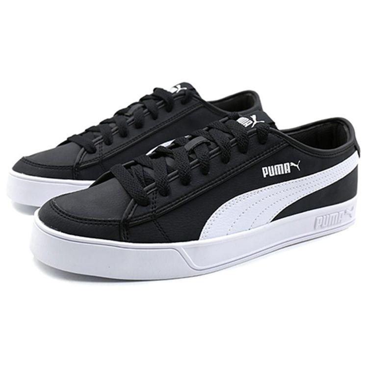 Puma Smash V2 Vulc SL Retro Breathable Lightweight Low-Top Skate Shoes Unisex Sneakers Black White 367308-01