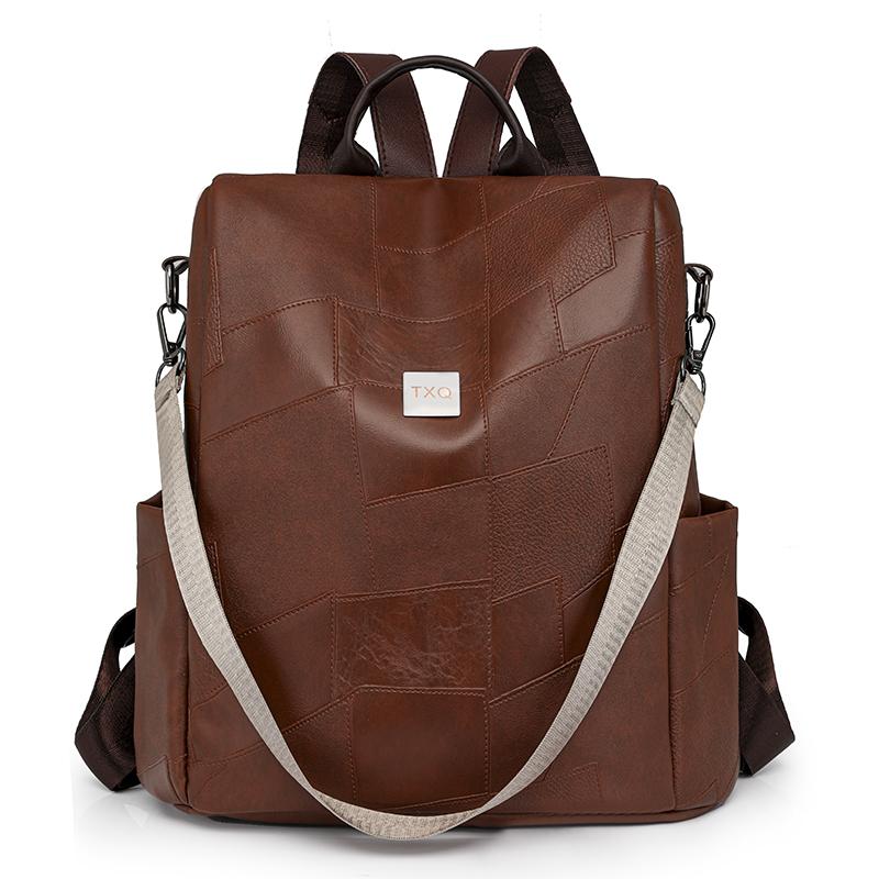 

Мягкий кожаный рюкзак для пригородных поездов, женский рюкзак большой емкости, однотонная дорожная сумка кофейный