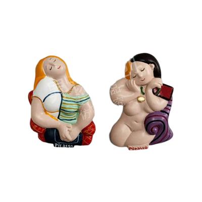 Cartoon Funny Picasso Van Gogh Famous Painting Earring Girl 3D Personality Design Resin Refrigerator Sticker Home Kitchen