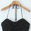 Women's Summer Sleeveless Polka Dot Color Block Cinched Waist Mini Dress