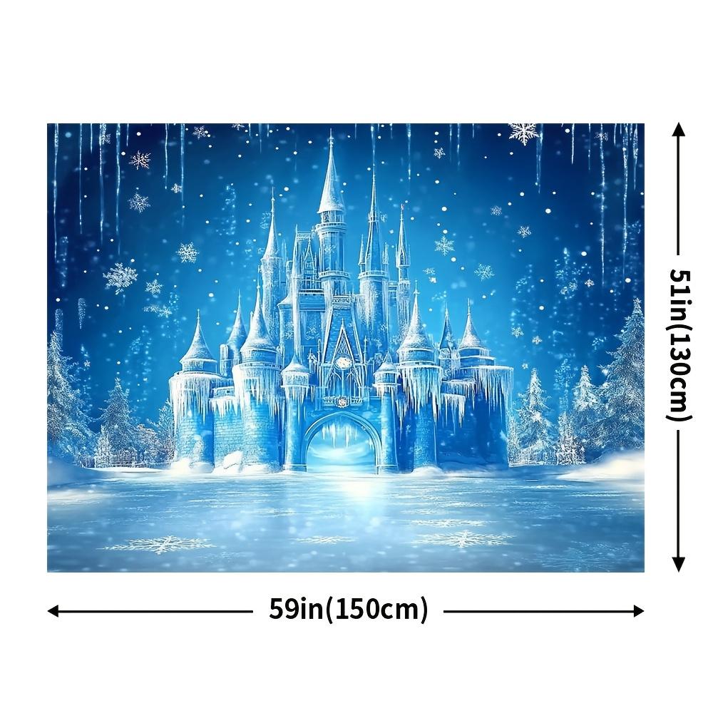 Winter Wonderland Christmas Background - A blue ice castle with snowflakes perfect for holiday parties and outdoor decorations.