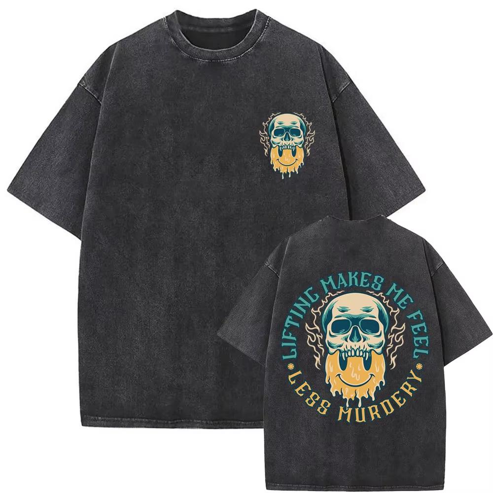 Girls Who Eat Training Club Skeleton Gym Pump Cover T Shirts Washed Vintage Men Women Funny Fitness Casual Oversized Tshirts