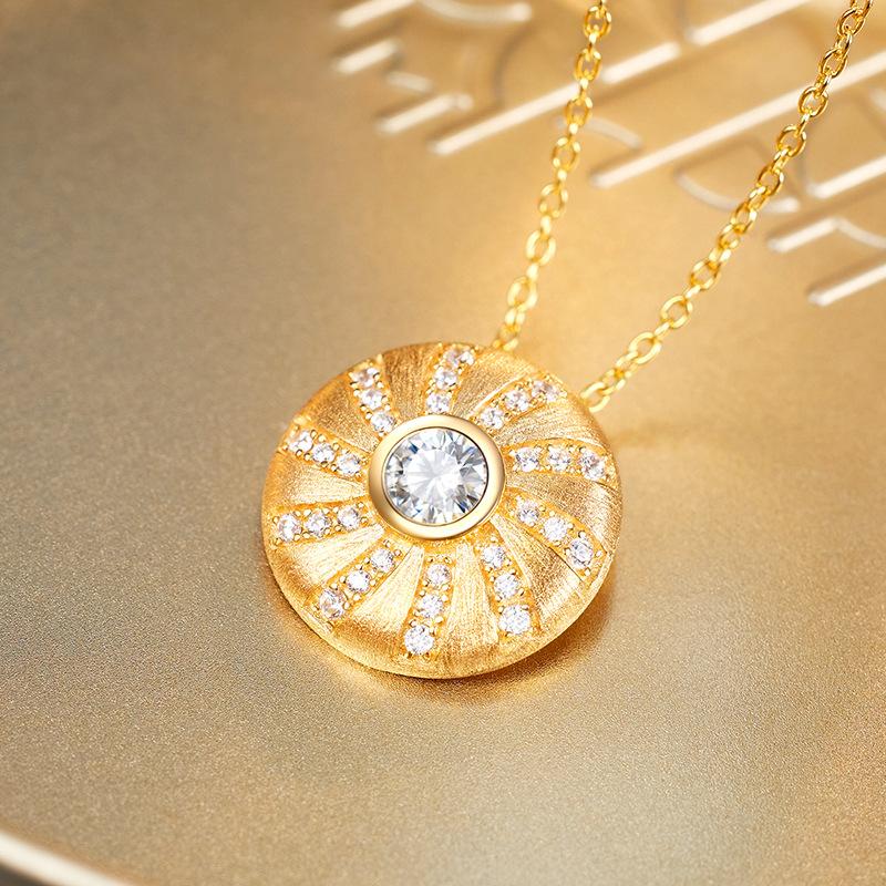 S925 Sterling Silver Natural Stone Pendant Necklace Elegant Women Jewelry