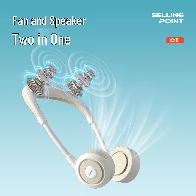 Newsmy Bluetooth-Lautsprecher mit Nackenbügel und Ventilator CN-Stecker (Adapter enthalten)