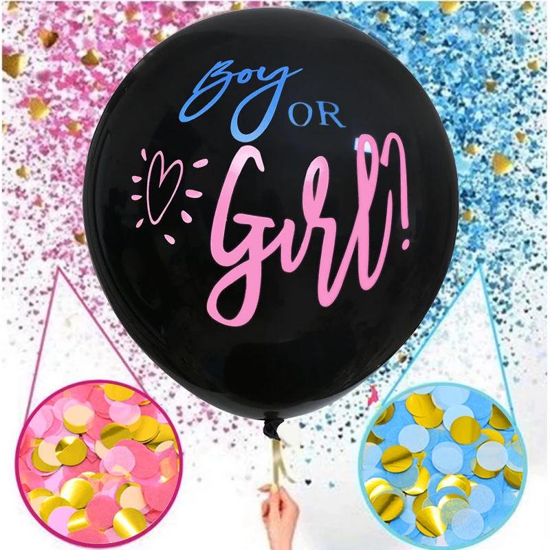 36" Black Gender Reveal Balloon - Baby Reveal Party Decoration