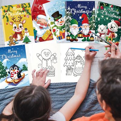 6 Pcs Merry Christmas Coloring Book Bulk For Kids Winter Activity Books Party Favors Drawing Book Holiday Gifts