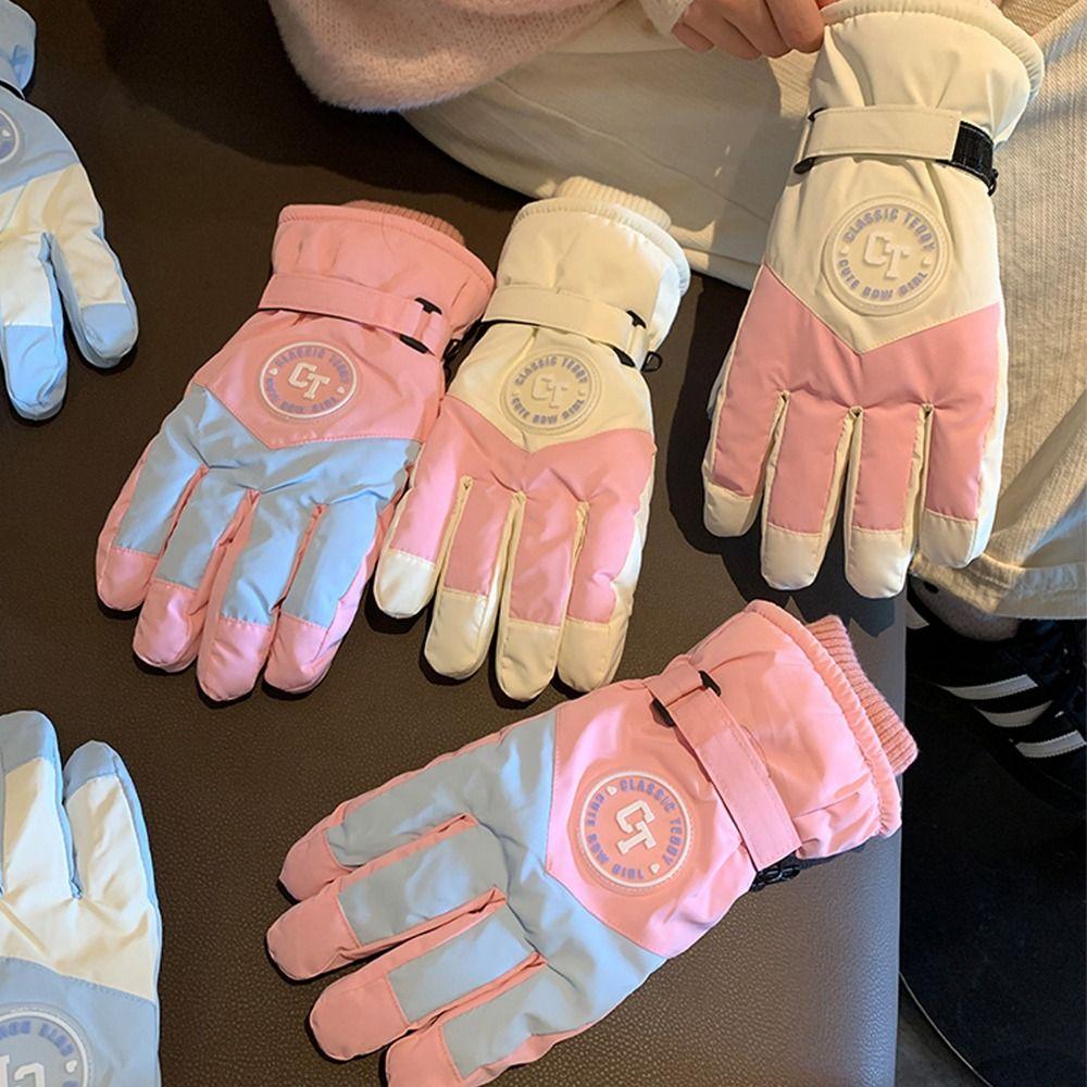 Cute Thickened Riding Gloves Windproof Cold Proof Full Finger Gloves Skiing Gloves Anti-slip Touchscreen Gloves Outdoor