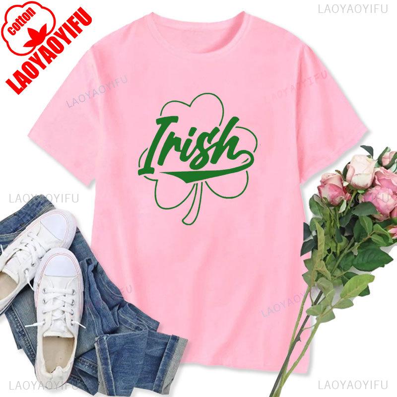 Womens Tshirt St Patricks Day Graphic Tops Funny Short Sleeve Shamrock Shirts Cute St Pattys Printed Tee Unisex Cotton Camisetas