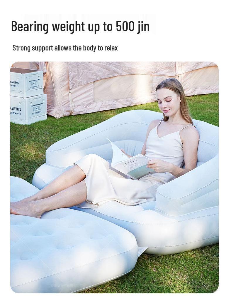 Thickened Flocking Double Inflatable Sofa Bed with Multifunctional Pad