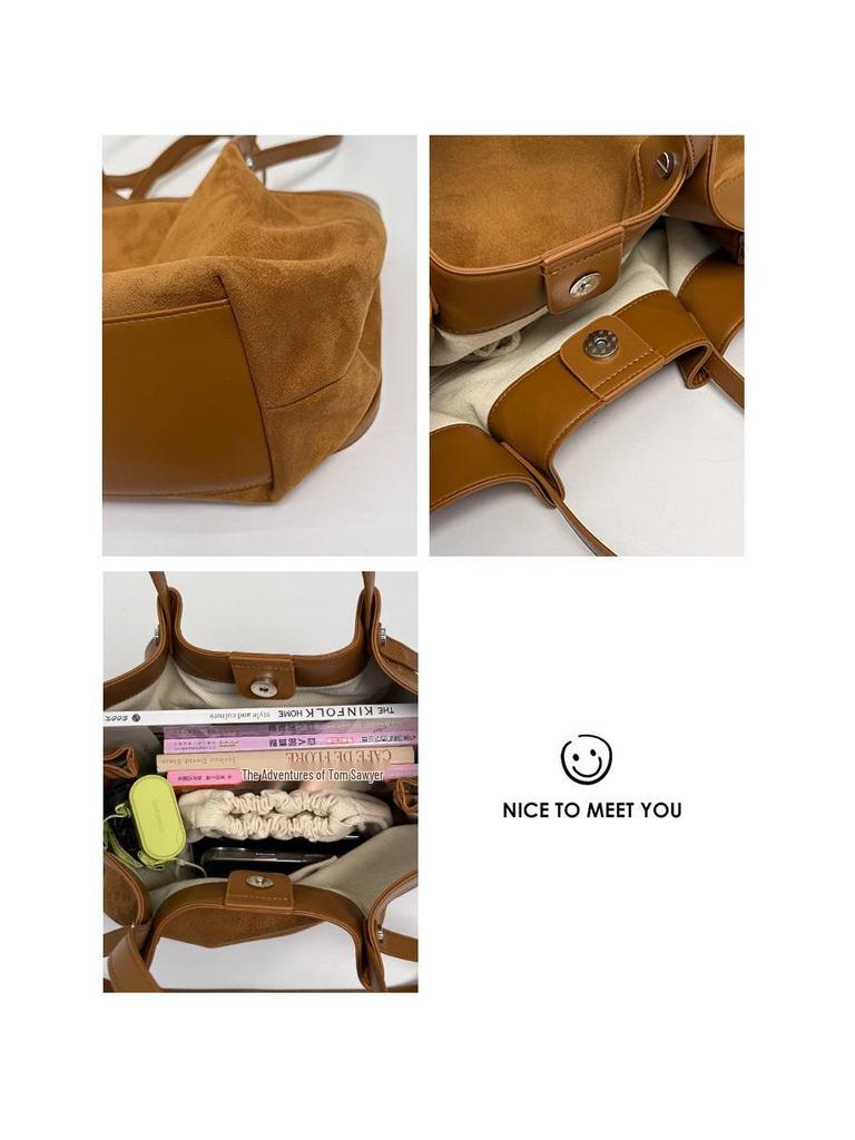 Korean Retro Canvas Patchwork Tote - Large Capacity, Autumn 2025 Style