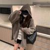 2024 Autumn-Winter Cozy Loose Lantern Sleeve Hooded Cardigan for Women