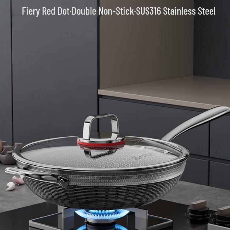 Jinsaozi 32cm 316 Stainless Steel Non-stick Multi-functional Wok