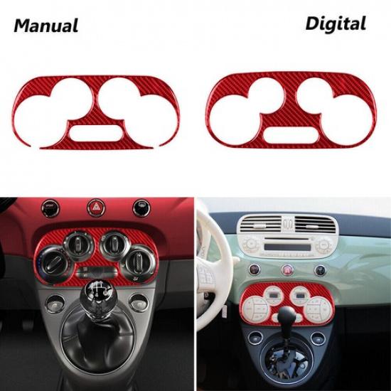 Carbon Fiber Interior Center Manual Climate Control Panel Cover Trim For Fiat