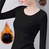 Winter Bottoming Shirt Women Thermal Underwear Solid Color German Velvet Long-Sleeved Basic T-Shirt Heating Fiber Thermal Top