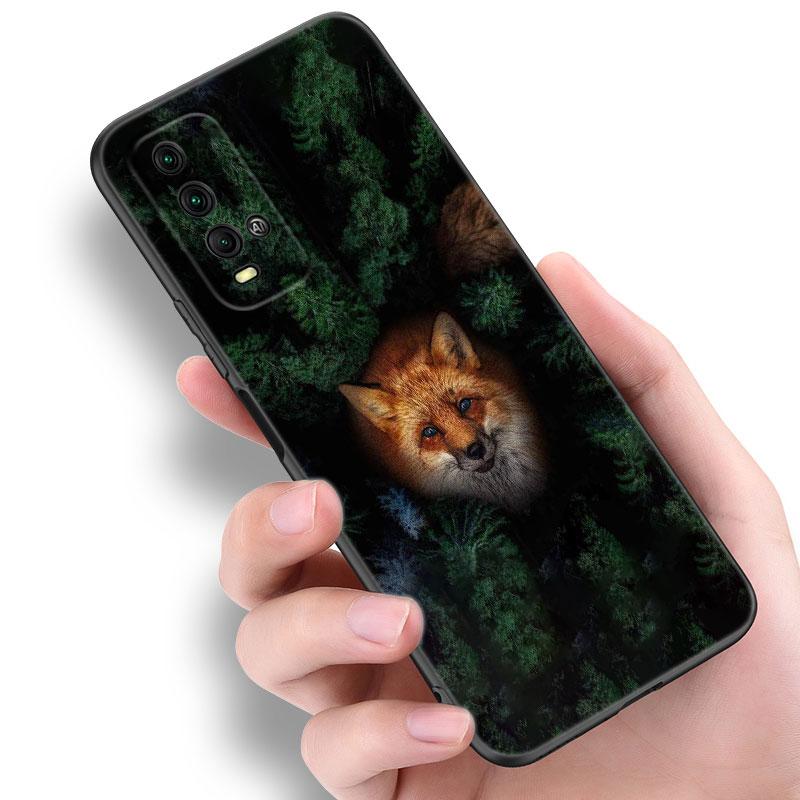 Animal Fox Wolf Flowers Phone Case For Xiaomi Redmi Note 5 6 9T K20 K40 K50 Pro 7A 8A 9A 9C 9i 10A 10C A1 S2 TPU Black Cover