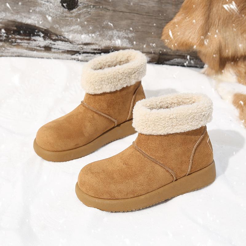 Koreanische Version Herbst und Winter neue hässlich süße Boken haarige kurze Schneestiefel Damen vielseitig warm gefütterte verdickte Baumwollschuhe