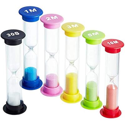 6 Stück Sanduhr 30 Sek/1 Minute / 2 Minuten/3 Minuten / 5 Minuten/10 Minuten Sanduhr Kassierer für Küche Spiel Heim Büro Kinder