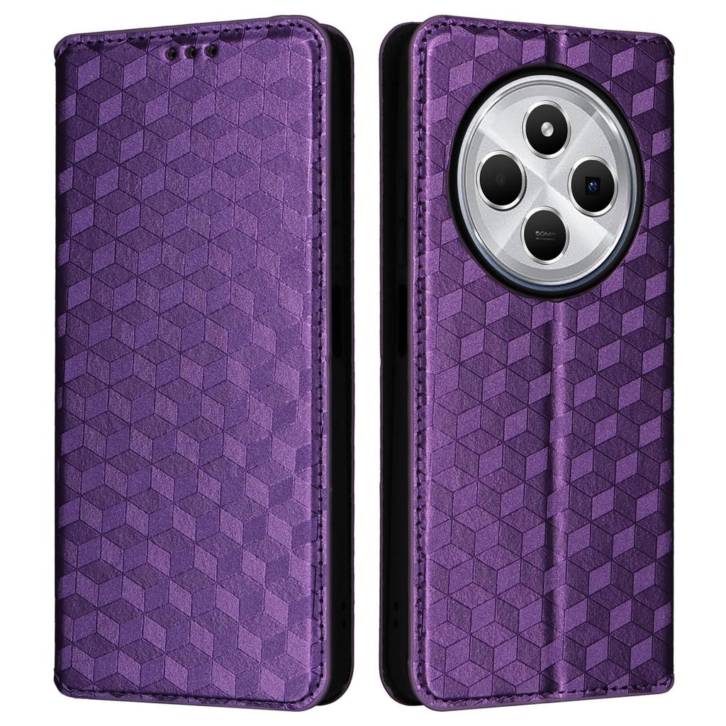 For Xiaomi Poco C75 4G/Redmi 14R 5G/14C 4G/A4 5G Wallet Case Rhombus Imprinted Leather Phone Cover