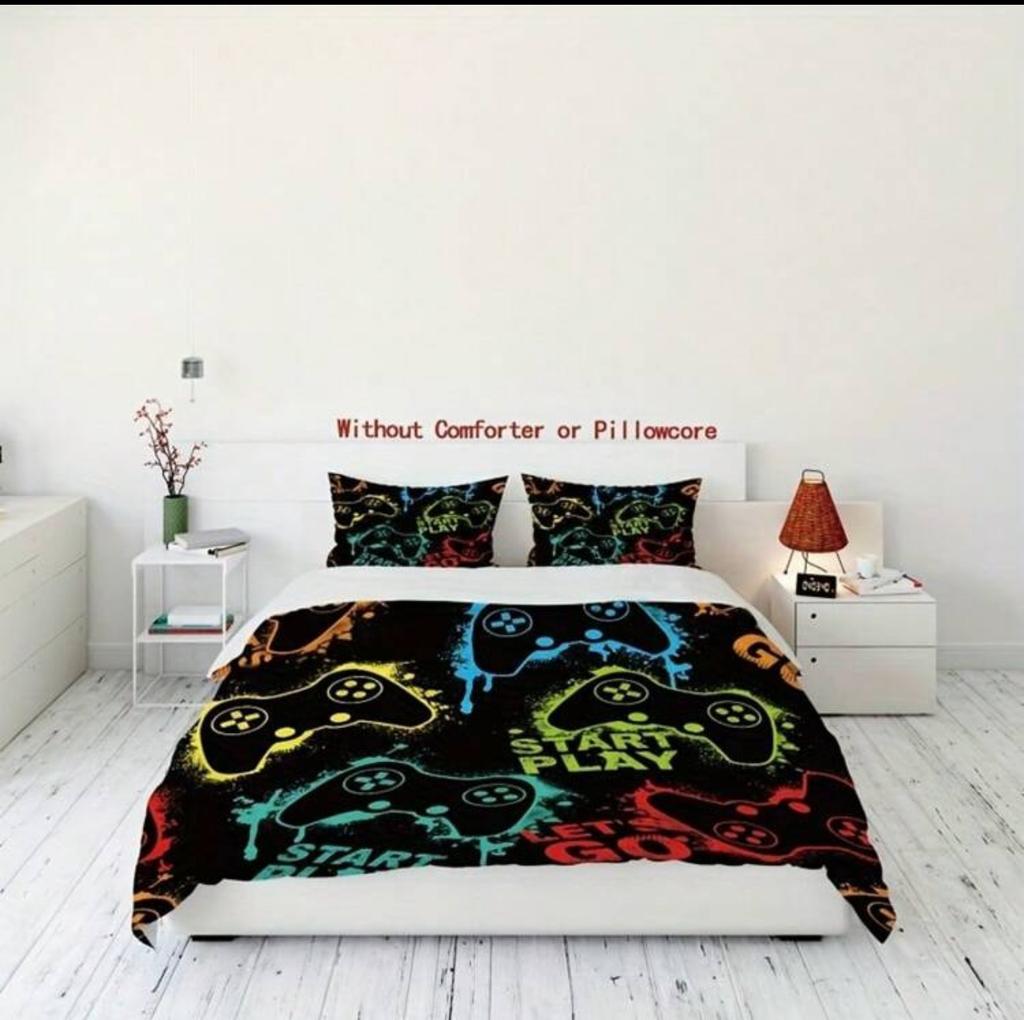 Game Console Digital Print Down Quilt Set - Polyester - Bedroom Decoration -1 Bedspread +2 Pillowcases (No Pillow Core)