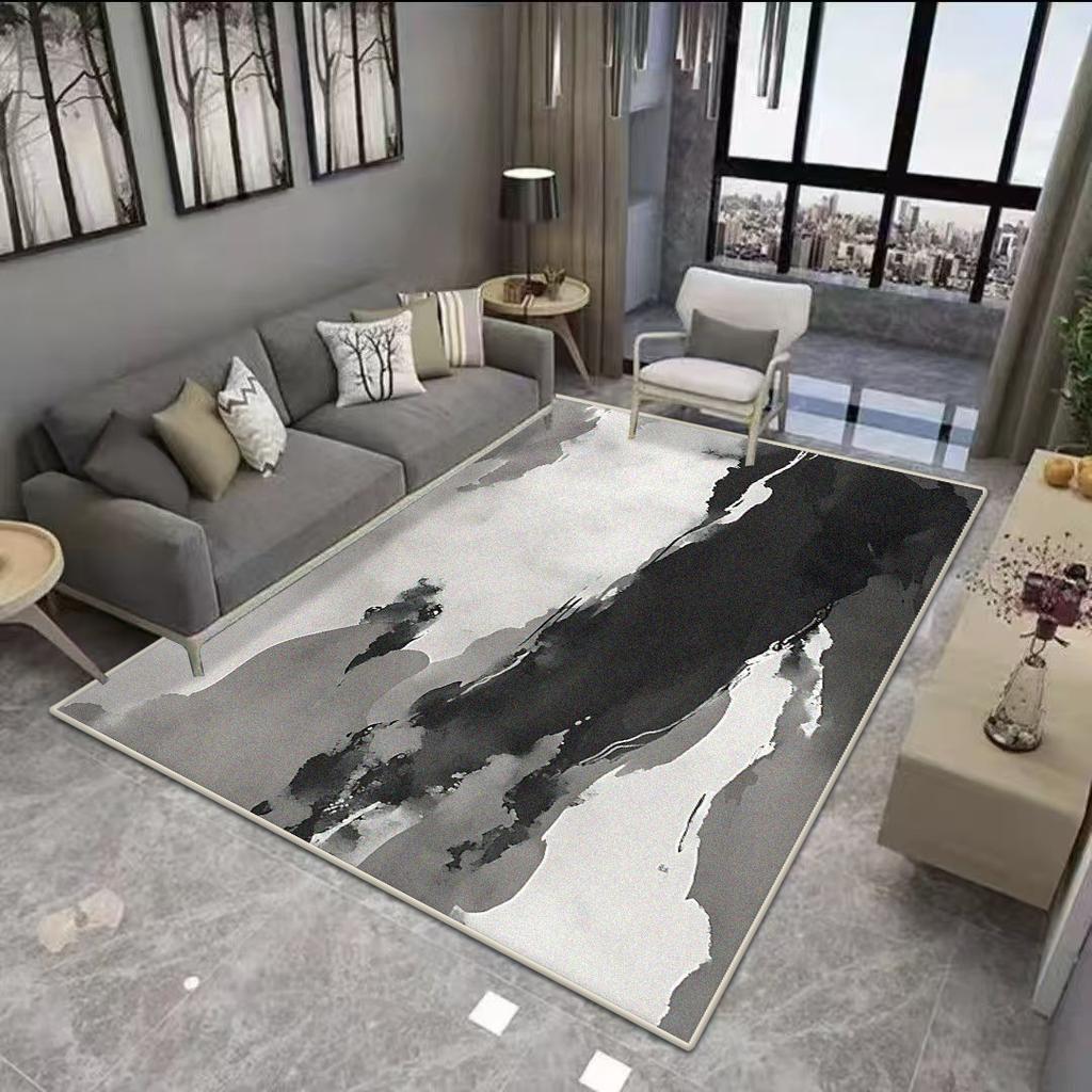 Abstract Black White Living Room Rug Decoration Bedroom Anti Slip Floor Mats Short Velvet Large Area Carpet Dining Room Washable