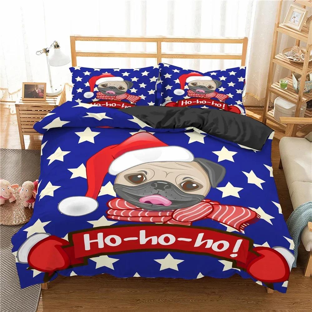 Luxury New 3D Print Cute Animal Bedding Set Cartoon Pug Dog Duvet Cover Sets King Twin Single Size Polyester Quilt Cover