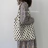2025 Nordic Polka Dot Canvas Tote Bag - Japanese & Korean Style for College Students