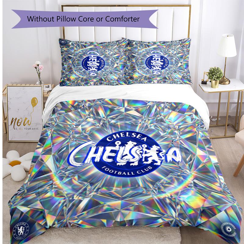 Set Lenzuola 3 Pezzi Stampato Chelsea FC Morbido Delicato sulla Pelle Lavabile Copripiumino e Federe Set Tutte le Stagioni Camera da Letto