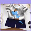Kids Short Sleeve Cotton Set With Cartoon Pattern For Summer Play