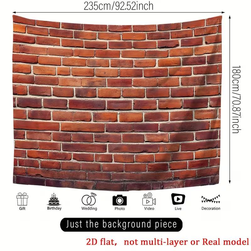 Red Brick Wall Tapestry, Rustic Brick Print Wall Hanging Decor