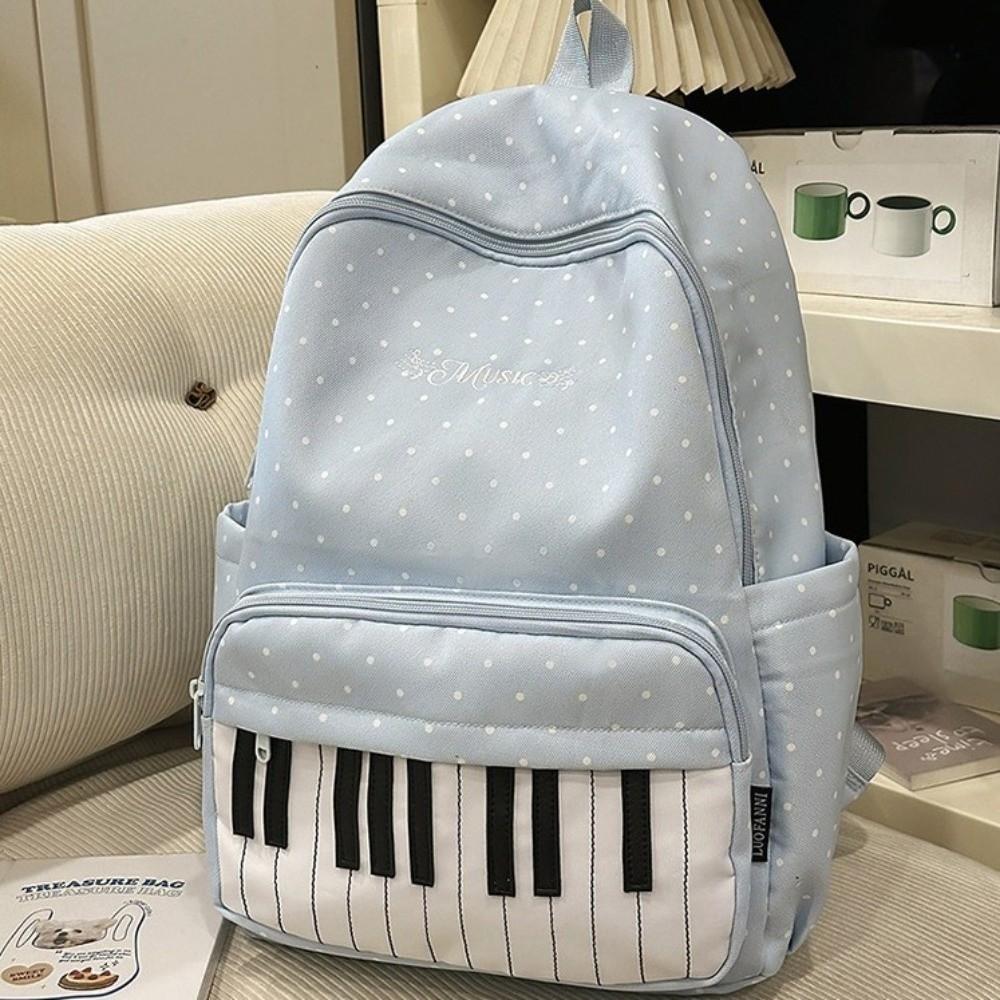 Nylon Large Capacity School Bag Color-blocked Piano Key Backpack Women Girls