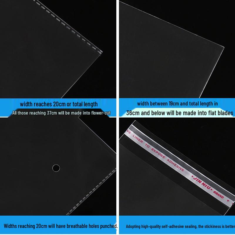 

Transparent Self-Adhesive OPP Bag with Card Header for Toys and Clothing Packaging 6*10 double 5 silk