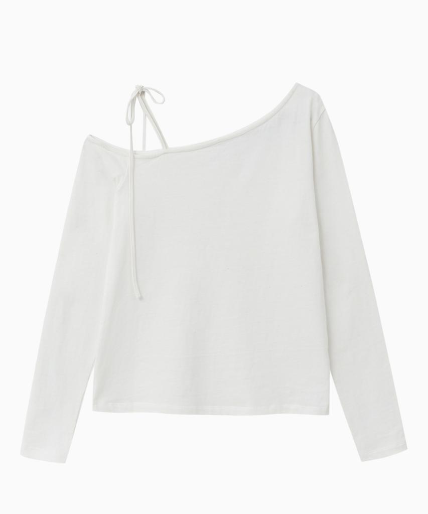 Jenyujeu Drops One-Shoulder Lettering Sleeve - Ivory