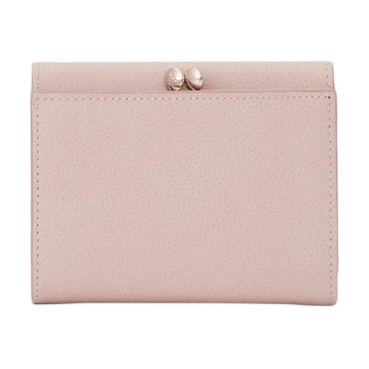 Vivienne Westwood Executive Clasp Metal 3D Logo Embossed Texture Design Leather Wallet Women wallet Pink 1320952073-070