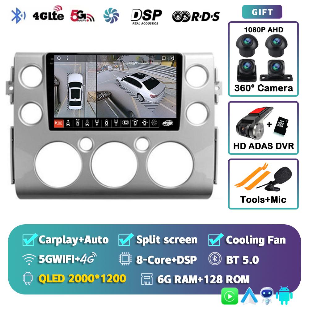 Android14 Car Radio For Toyota FJ Cruiser J15 2006 2007 2008 2009 2010 -2020 Smart Touch Screen Multimedia Player GPS Navigation