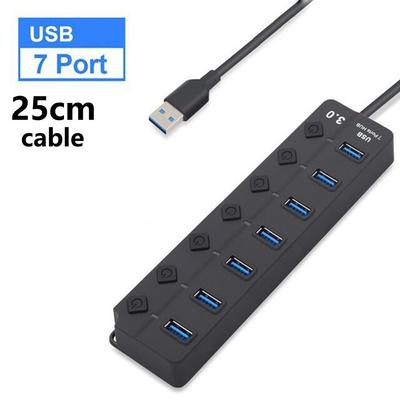 1 Stück USB-Hub Multi-Port-USB-Hochgeschwindigkeits-Splitter-Netzteil, langes Kabel mit Schalter und Multi-Extender-Hub LM