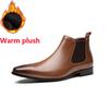 Fashion New Men's Winter Black Brown Warm Plush Patent Leather Shoes Male Fashion High Tops Comfort Snow Ankle Boots