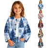 Modischer Cardigan mit Knöpfen und Weihnachtsdruck für Mädchen, für Feiertagsoutfits und den täglichen Gebrauch