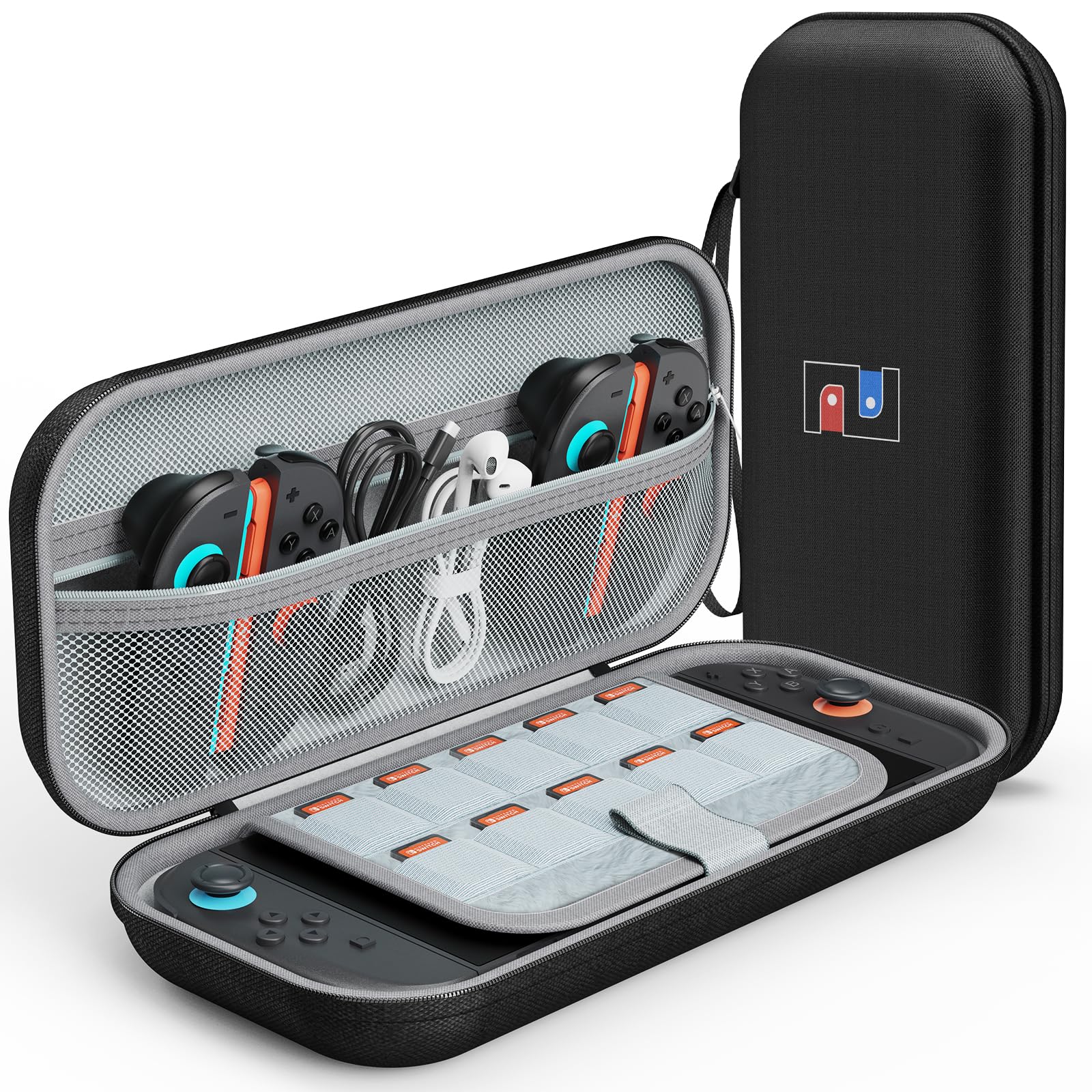 

для Совместимо с Switch Большая емкость Совместимо с Switch и OLED Ударопрочный EVA Жесткий Полный Защитный чехол для хранения Switch Мелкий предмет Легко носить чёрный