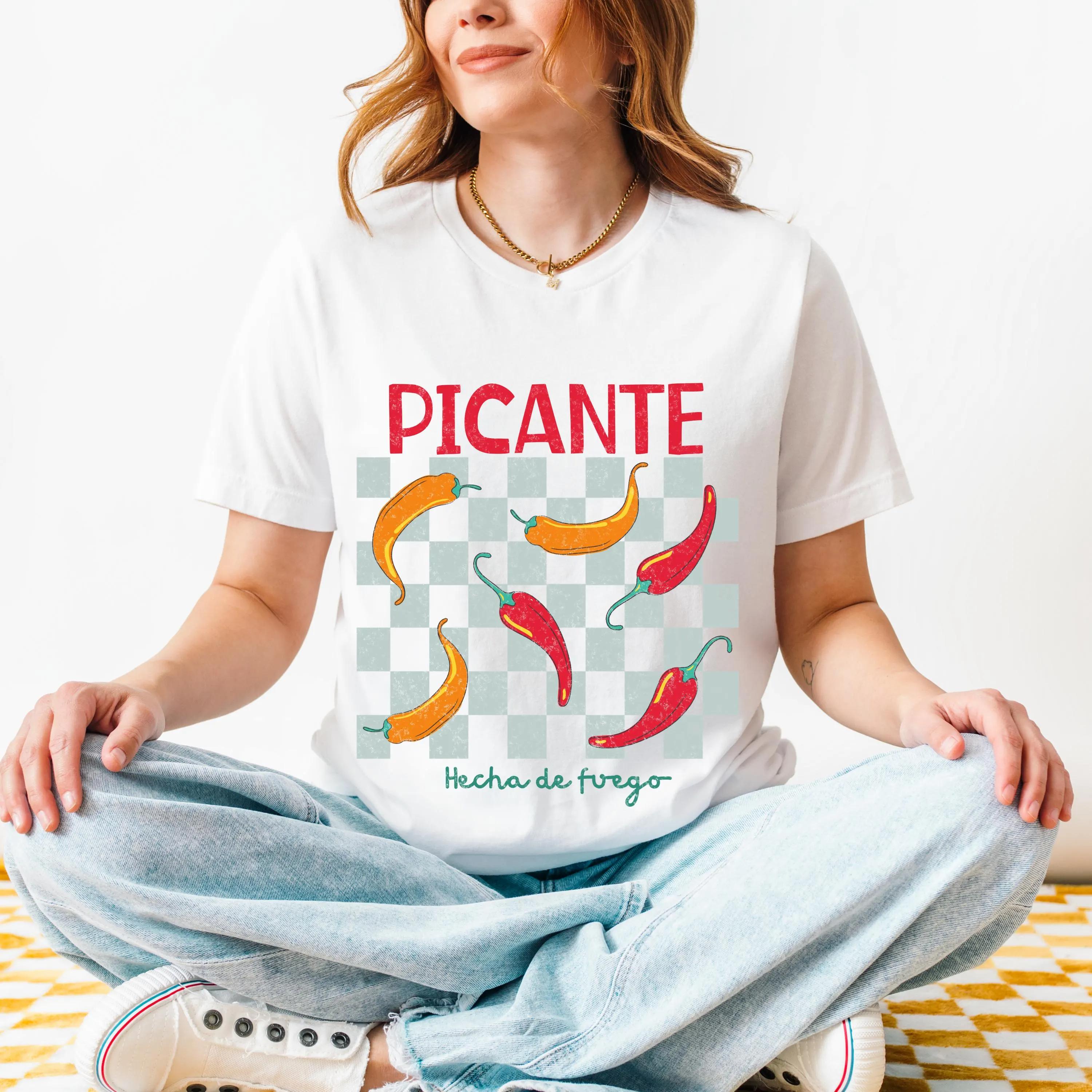 

Plus Size Summer Womens Hot and Spicy Peppers TShirt Cotton Breathable Stylish Versatile Street Style Oversized XL