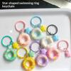 Cute Cartoon Star Swim Ring Key Chain Unique Creative Pendant for Women Students Schoolbag Backpack Charm