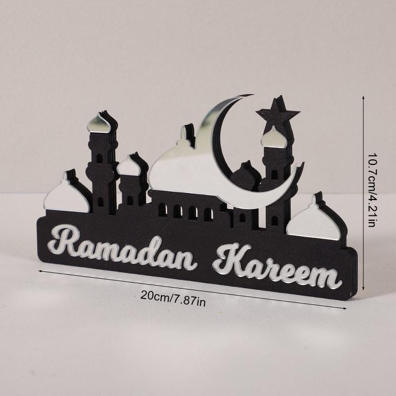 2025 Ramadan Table Ornament Wooden Acrylic Eid Mubarak Moon Star Castle DIY Home Table Decoration Islamic Muslim Party Gifts